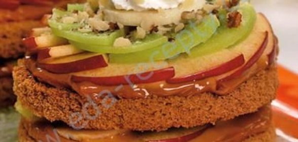 Пирожное Башенки со сгущенным молоком и фруктами