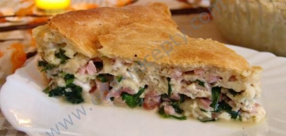 Слоеный пирог с ветчиной и сыром