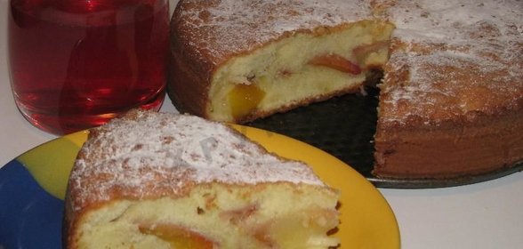 Персиковый пирог с персиками