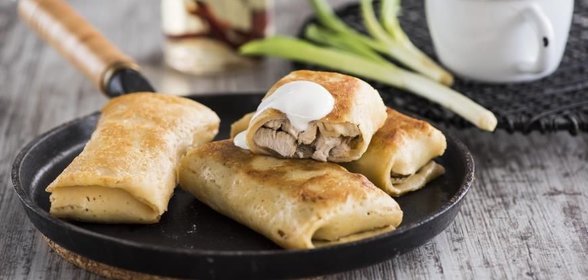 Блины с курицей и грибами