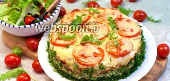 Пирог с куриным филе, кабачками и творогом
