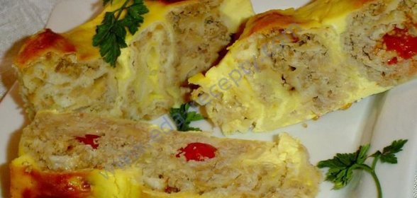 Пирог из лаваша с сыром мясом помидорами