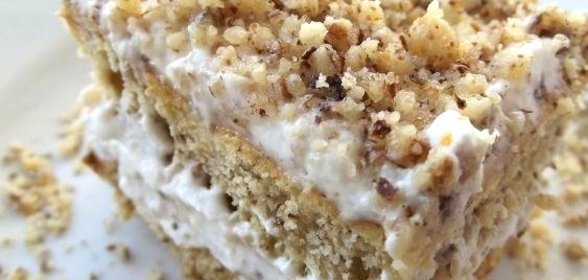Бисквитный торт с грецкими орехами