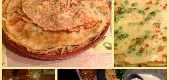 Блинчики с зеленым луком и сыром