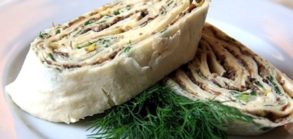 Рулет из лаваша с грибами