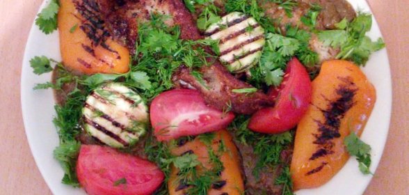 Филе морского языка с овощами гриль
