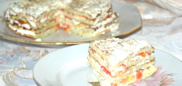 Кабачковый торт с плавленным сыром и помидорами