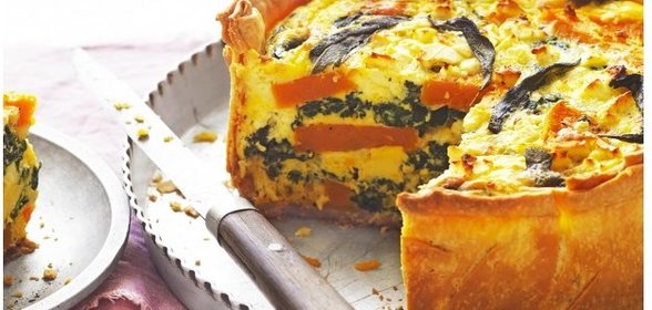 Киш с беконом, тыквой, шалфеем и сыром
