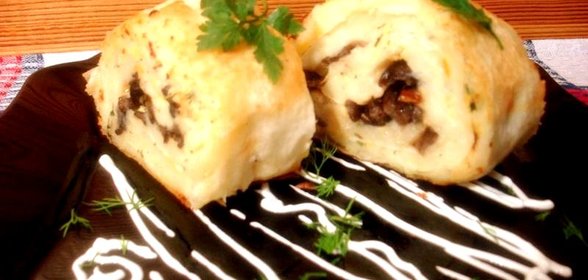 Лаваш с картофелем и грибами
