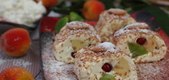 Роллы из творога с фруктами