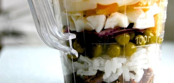 Слоеный оливье с рисом