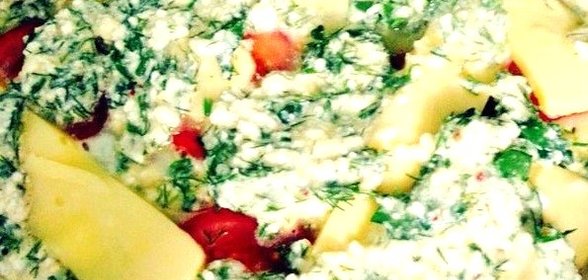 Творог с сыром, яйцом и зеленью