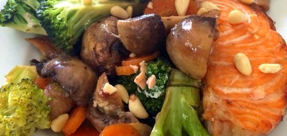 Лосось терияки с овощами