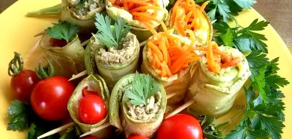 Рулетики из кабачков с разными начинками