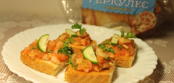 Брускетта с креветками