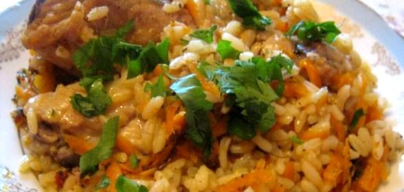 Плов с курицей в утятнице