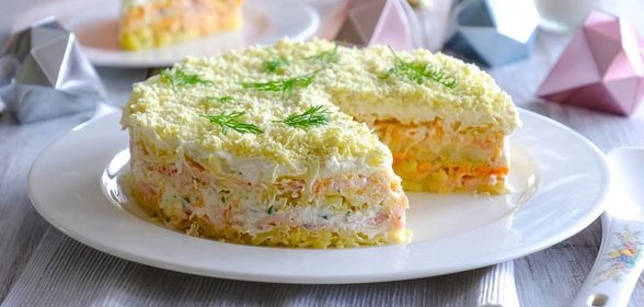 Салат Мимоза с горбушей