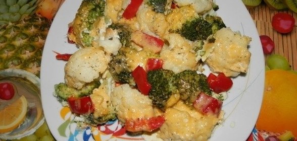 Брокколи и цветная капуста, запеченные под сыром с итальянскими травами