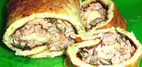 Рулетики из кабачков с мясной начинкой