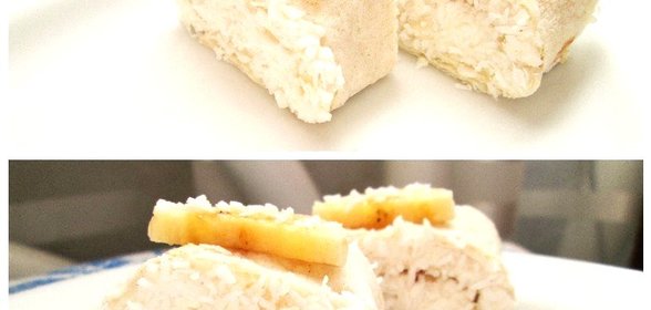 Творожные роллы с бананами в кокосовой стружке