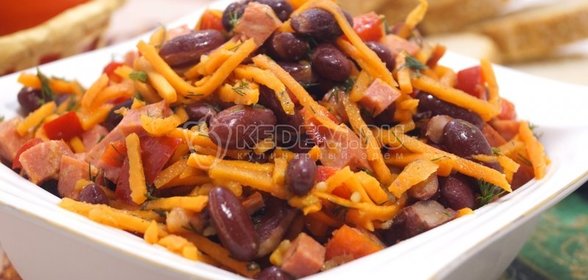 Салат с корейской морковью и фасолью