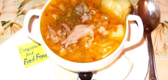 Рассольник со свиной рулькой