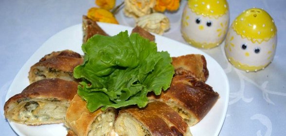 Багет с сыром и зеленью