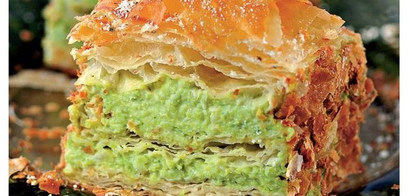 Мильфей с зеленым горошком