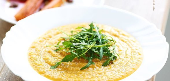 Крем - суп с красной чечевицей и руккулой