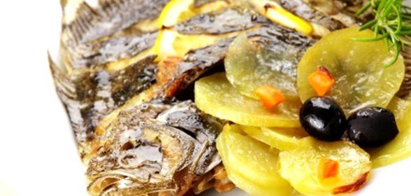 Морской язык, запеченный с белым вином