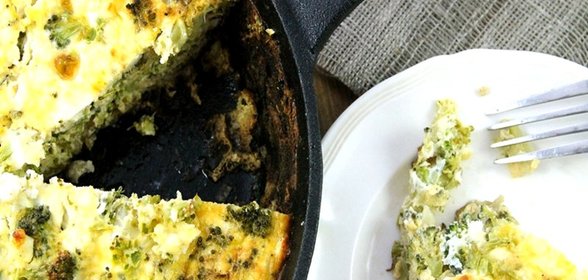 Запеканка с брокколи, и сыром, и грибами