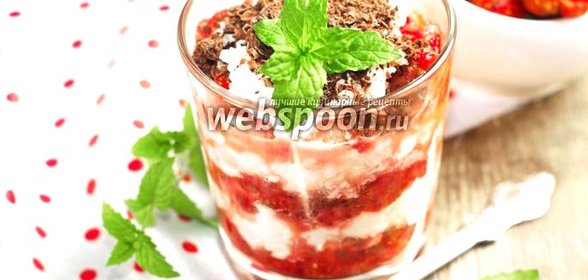 Творожный десерт с клубникой