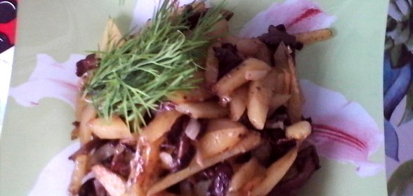 Жареная картошка с опятами