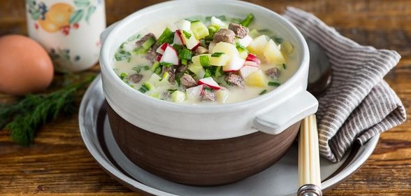 Окрошка мясная на квасе