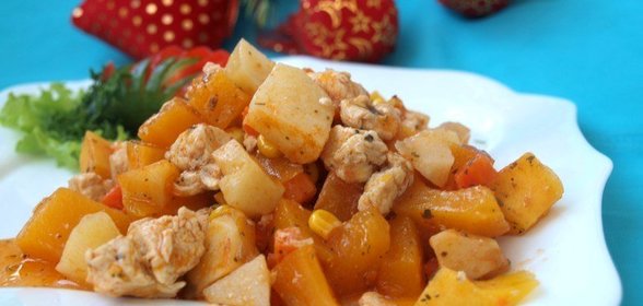 Рагу из тыквы и куриного филе