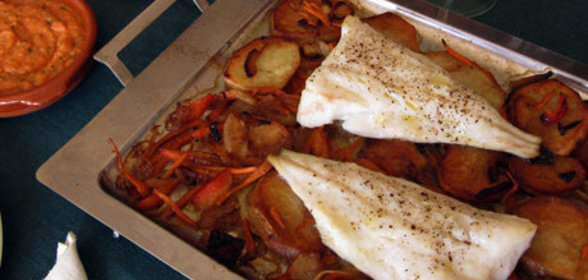 Запеченная треска с картофелем