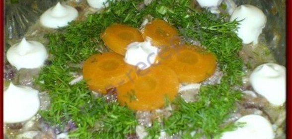 Салат Дамский Каприз из свиного языка с ветчиной