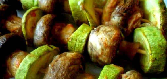 Шашлык из шампиньонов в духовке