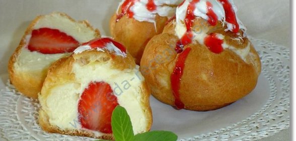 Заварные пирожные с творожным кремом