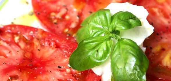 Козий крем-сыр с помидорами и базиликом