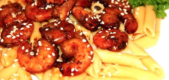 Пенне ригате с креветками