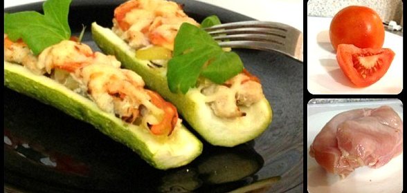 Запеченные кабачки с куриным филе