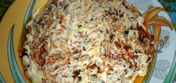 Слоенный салат с фасоли