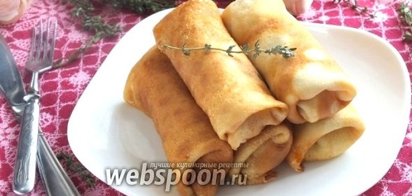 Блинчики с капустой и копчёной грудинкой