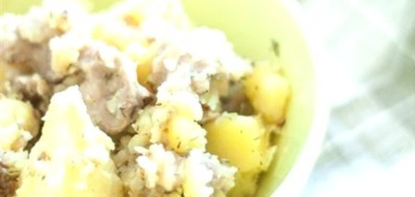 Куриные желудки с картошкой