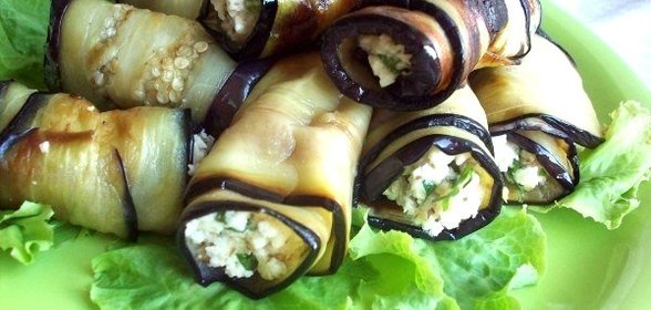 Рулетики из баклажанов с брынзой