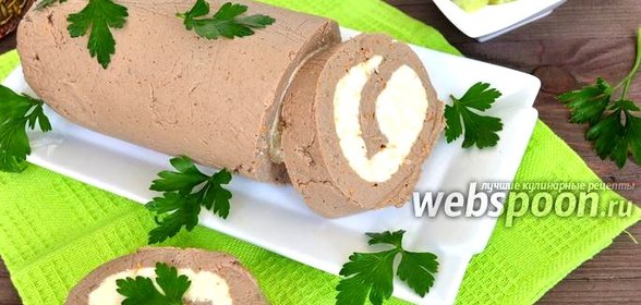 Рулет из куриной печени с яично-сырной начинкой