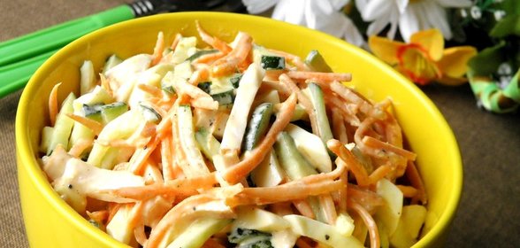 Салат с копченой курицей и корейской морковью