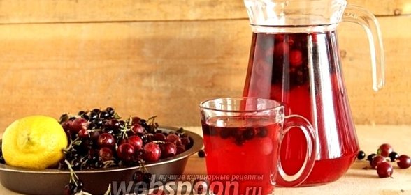 Компот из чёрной смородины и крыжовника