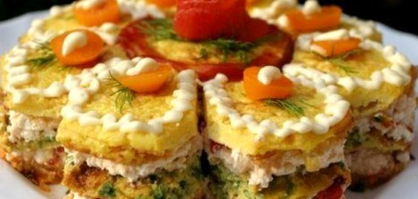 Порционный новогодний закусочный торт с сыром